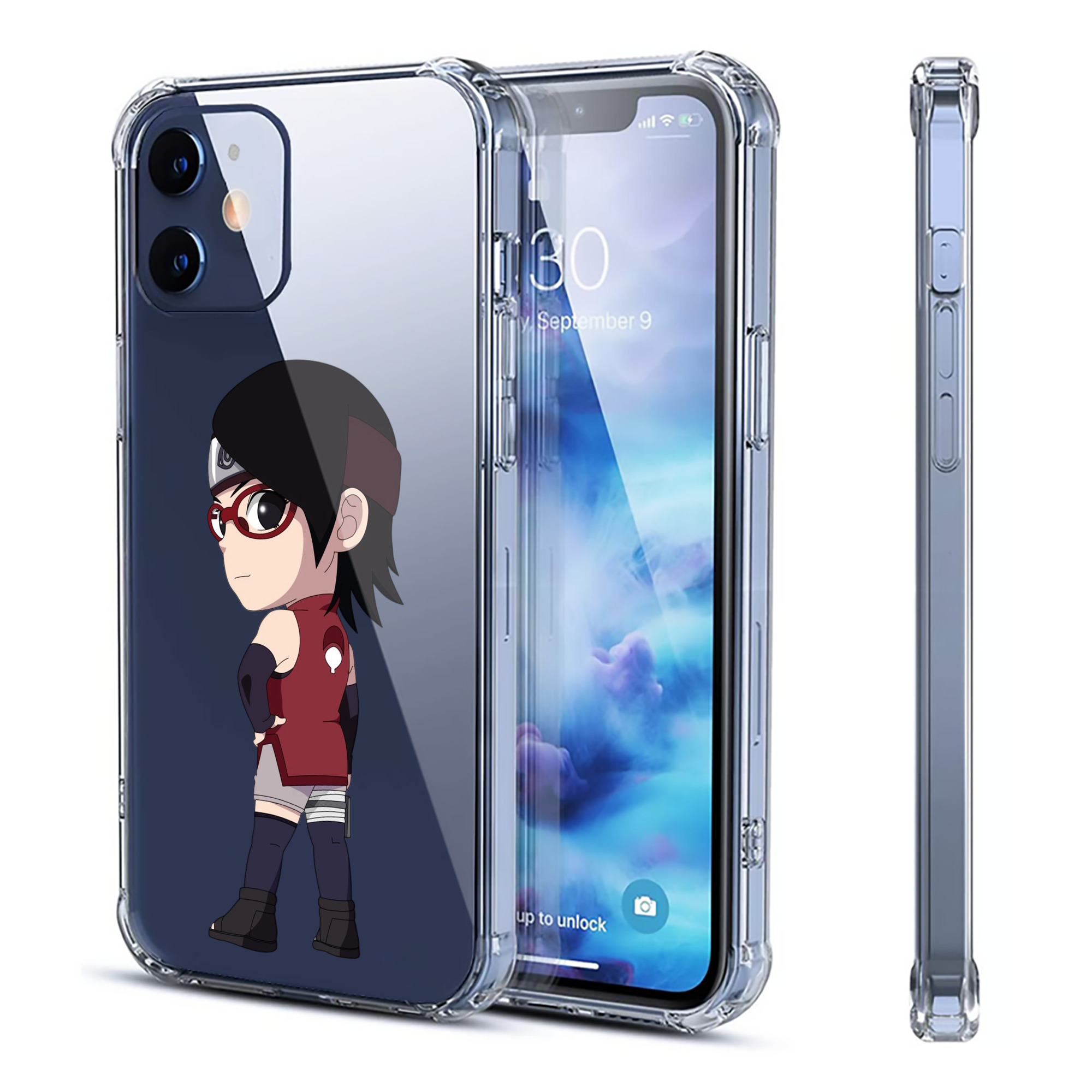 （画像用） NARUTO -ナルト- うちは サラダ Uchiha Sarada 【iPhone 12シリーズ対応】透明スマホケース（クリアソフトケース）